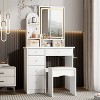 FUFU&GAGA Makeup Vanity Set with Mirror and Stool Drawer and Shelf - 2 of 4