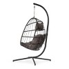 Outdoor Wicker Hanging Swing Chair,Indoor Egg Chair With Cushion And Aluminum Frame,Polyethylene Rattan Patio Lounge Egg Chair-Coolbibila - 2 of 4