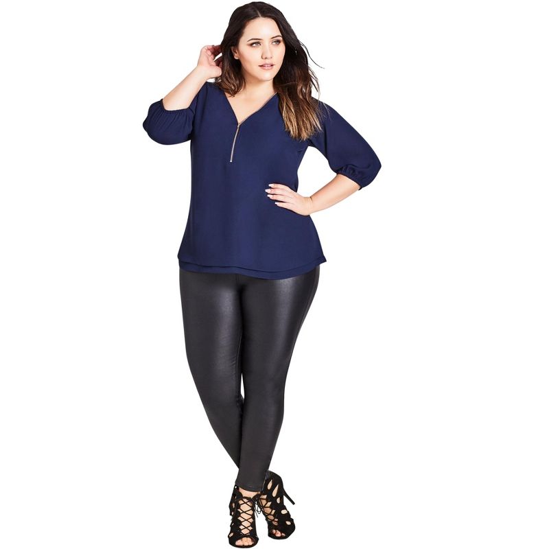 Women's Plus Size Sexy Fling Elbow Sleeve Top - navy | CITY CHIC, 2 of 6