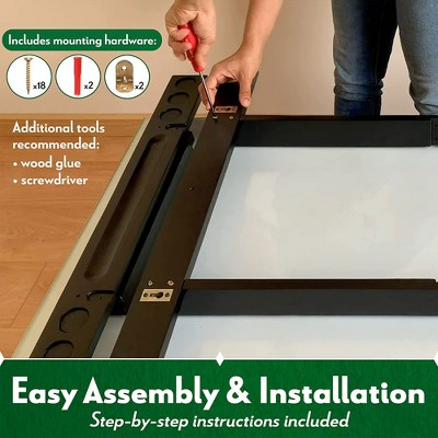 Black Wooden Wall-Mounted Pool Cue and Ball Holder Rack