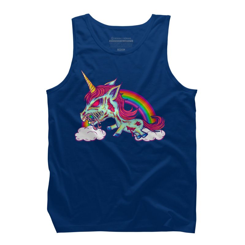 Men's Design By Humans Zombie Rainbow Unicorn By Dzuu Tank Top, 1 of 4