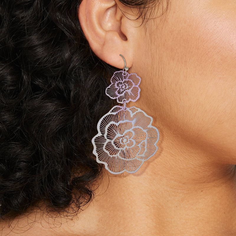 Filigree Rose Floral Drop Earrings - Wild Fable&#8482; Lilac Purple, 3 of 5