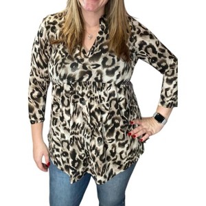 Women's Leopard Babydoll Gabby Tunic Top - honeyme - 1 of 2