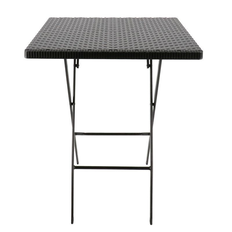Elama Plastic Rattan Folding Square Table in Black, 2 of 7