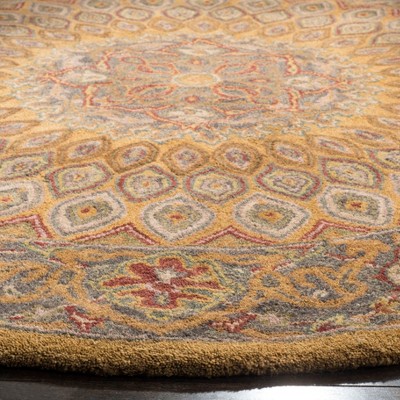 Elegant Heritage Hand-Tufted Wool Round Rug in Light Brown/Grey, 6'