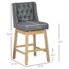 Vatros Counter Height Bar Stools Set of 2, 30" Seat Height Upholstered Barstools, Swivel Bar Stool, Gray Natural - 4 of 4