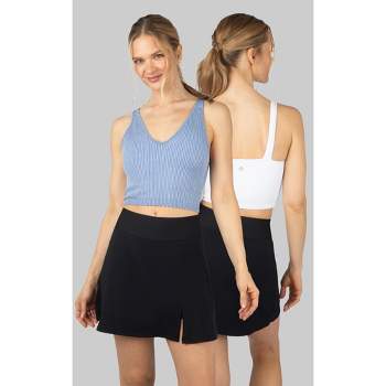 Yogalicious Womens 2-pack Ribbed Seamless Claire Strappy Back Tank -  Tempest/black - Small : Target
