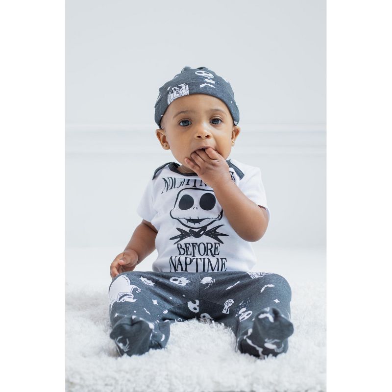 Disney Nightmare Before Christmas Zero Oogie Boogie Jack Skellington Baby Bodysuit Pants and Hat 3 Piece Outfit Set Newborn to Infant , 2 of 8