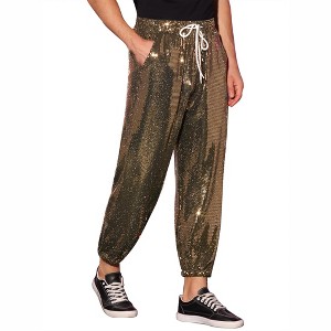 INSPIRE CHIC Men's Elastic Waist Nightwear Club Shiny Sequins Joggers - 1 of 4