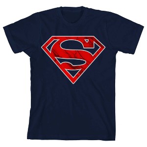 Superman Red Logo Boy's Navy T-shirt - 1 of 3