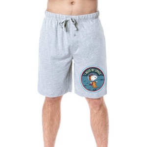 Peanuts Mens' Snoopy I Need My Space Character Sleep Pajama Shorts Grey - 1 of 4