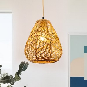 YANSUN Farmhouse 1-Light Woven Rope Pendant Light with Teardrop Shade, E26 Base Hanging Fixture No Bulb Included - 1 of 1