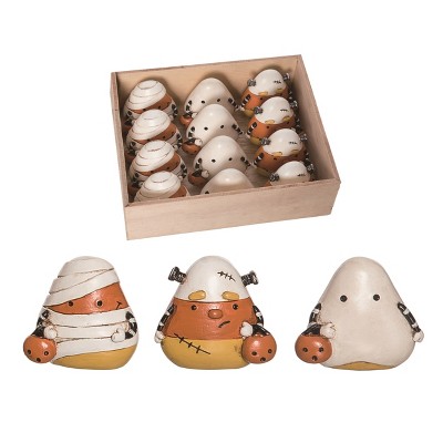 Transpac Resin Mini Spooky Candy Corn Figurines in Crate for Halloween Tree Ornaments - Perfect Festive Decor