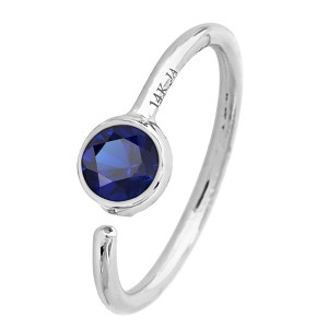 Jewelry Avalanche 20G 14K Gold Bezel Set Blue Sapphire Nose Hoop Ring, 8mm Twist-open - 1 of 3