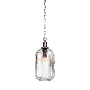 Toltec Lighting Carina 1 - Light Pendant in  Brushed Nickel with 8.25" Clear Ribbed Shade - 1 of 1