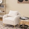 Costway Modern Upholstered Accent Chair Teddy Club Single Sofa Armchair with Pillow White - 4 of 4