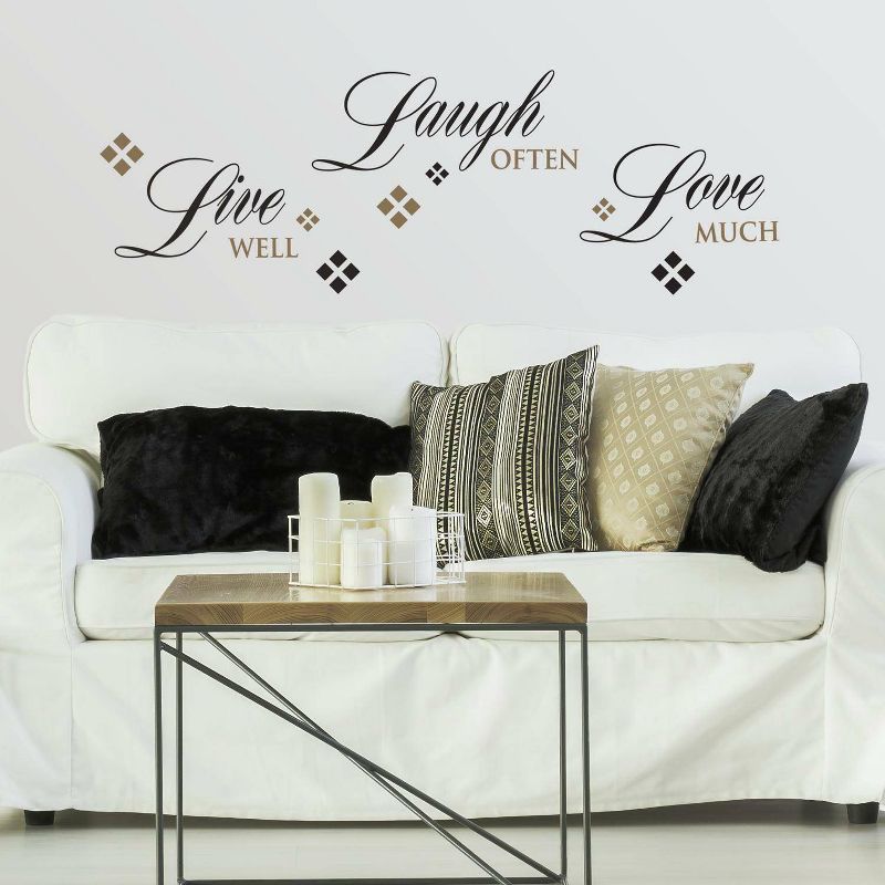 Live Love Laugh Peel and Stick Wall Decal Black/Brown - RoomMates, 5 of 7