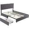 Queen Size Upholstered Storage Bed with 4 Drawers, Gray - Metal and Wood Frame, No Box Spring Needed, Soft Headboard, Space Saving Design - 2 of 4