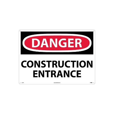 National Marker Danger Signs; Construction Entrance 20X28 Rigid Plastic D470RD