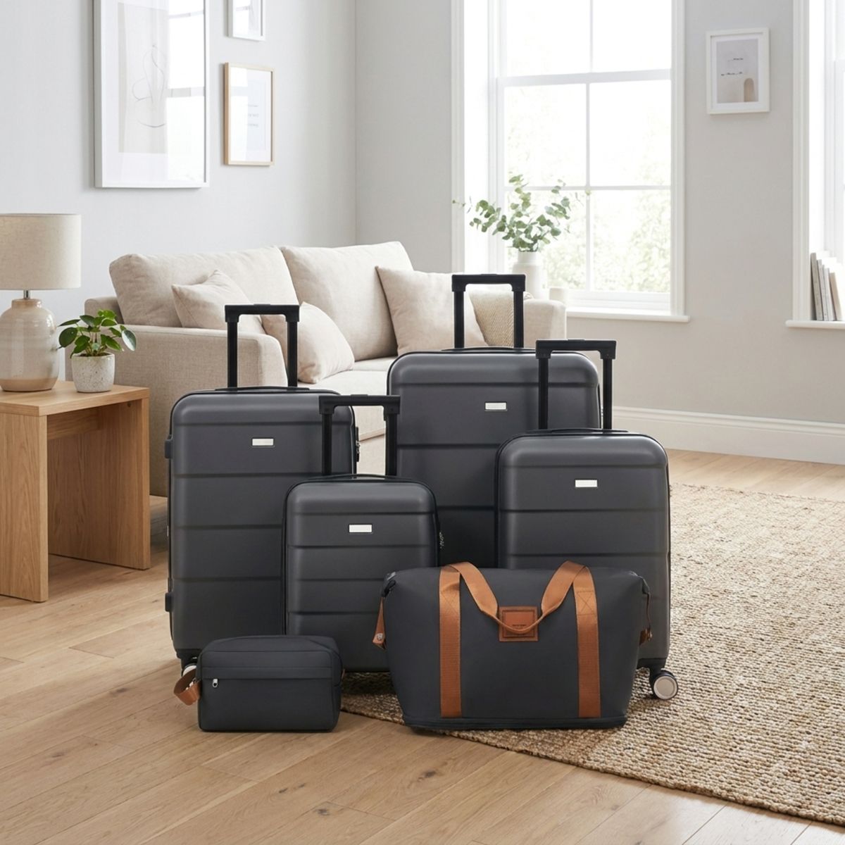 Polibi Luggage Sets 6 Piece with Lightweight Double Spinner Carry-On and Checked Suitcase, 2 Bags - thumbnail 2