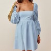 EXLURA Womens Square Neck Dress Long Puff Sleeve A-Line Casual Short Mini Dresses - 2 of 4