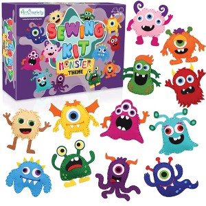 ArtCreativity Halloween Monster Craft Sewing Kit for Kids (12 Characters) - 1 of 4