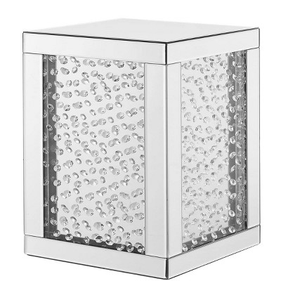 12" Clear Mirrored Crystal Diamond Square End Table
