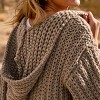 Women's Neutral Hooded Open Front Chunky Knit Cardigan - Cupshe - 3 of 4