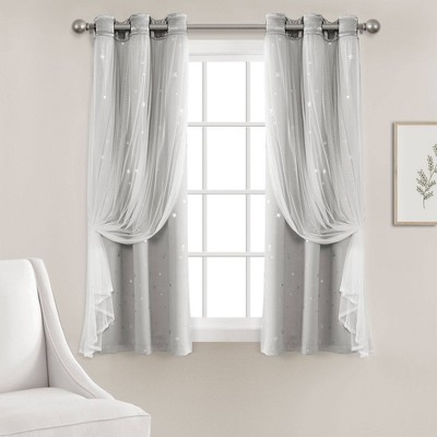 Star Sheer Insulated Grommet Blackout Window Curtain Panel Set