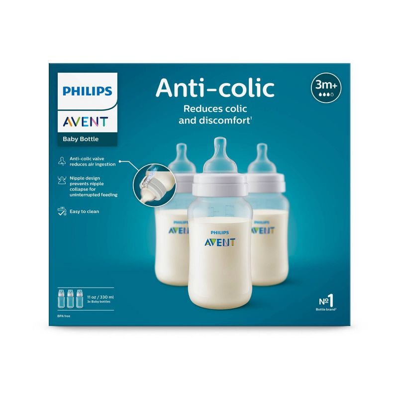 Philips Avent Anti-Colic Baby Bottle - Clear - 11oz/3pk, 3 of 14