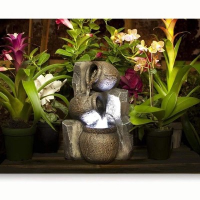 SereneLife Stone Tabletop LED Water Fountain with Pump