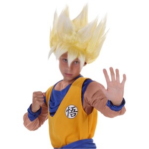 HalloweenCostumes.com   Boy  Dragon Ball Z Boys Super Saiyan Goku Wig, Yellow - 1 of 2