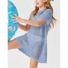 Girls Beach Cover Ups Short Sleeve Boho Crochet Beach Dress Lightweight Sweater Cover Ups for Girls Bathing Suits - 3 of 4