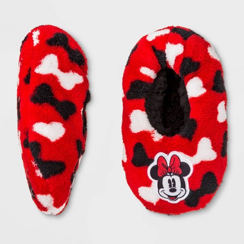 Toddler Girls Minnie Mouse Love Big Face Slippers Red Target