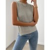 Women's Slit Hem Sleeveless Round Neck Knitted Sweater Vest Tank Top - 2 of 4