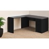 55" Gray and Black L Shape Computer Desk With Three Drawers - 2 of 4