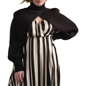ELOQUII Women's Plus Size Turtleneck Sweater Sleeve Scarf - 1 of 4