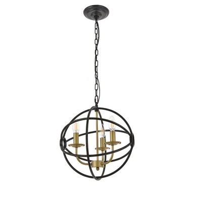 Octavia Brass and Dark Brown 3-Light Metal Pendant
