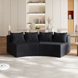CAVINAS Curved Modular Sectional Sofa with 2 Seats,Symmetrical Semi Circular for Living Room,Modern Cloud Couch Sectional,2 Pillows per module,Black - 1 of 4