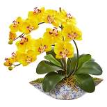 Nearly Natural 16-in Phalaenopsis Orchid Artificial Arrangement in Vase