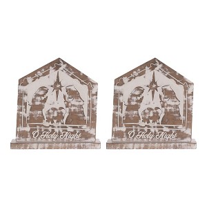 White Washed Nativity Sign (Set of 2) - 1 of 2