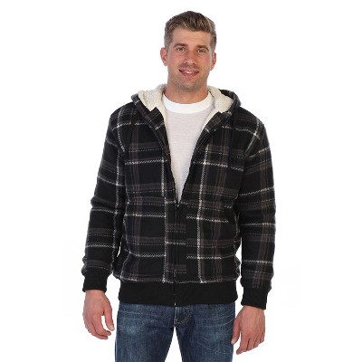 GIOBERTI Men's Checkered Flannel Hoodie Jacket with Faux Shearling Lining, Brown / Black, S — фото 2