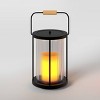 Black Metal and Glass Battery LED Outdoor Lantern Clear/Black - Threshold™ - image 3 of 4