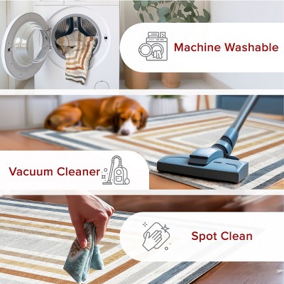 Aliénor Multicolor Striped Machine Washable Area Rug