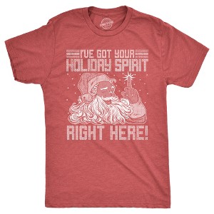 Mens Ive Got Your Holiday Spirit Right Here T Shirt Funny Xmas Rude Santa Claus Tee For Guys - Crazy Dog Men's T Shirt - 1 of 4