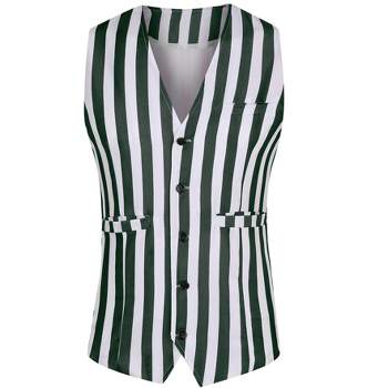 Lars Amadeus Men's Business Slim Fit V Neck Sleeveless Striped Prints Vest