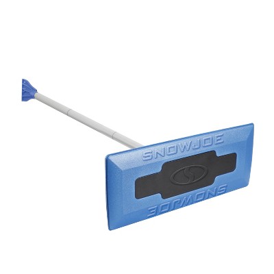 Snow Joe SJBLZD Original 2-in-1 Snow Broom with 18-Inch 3rd Party Tested Scratch Free Foam Head + Large Ice Scraper, Blue