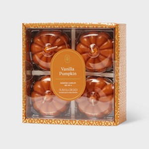 4pk Mini Wax Pumpkin Figural Candle Set - Threshold™ - 1 of 3