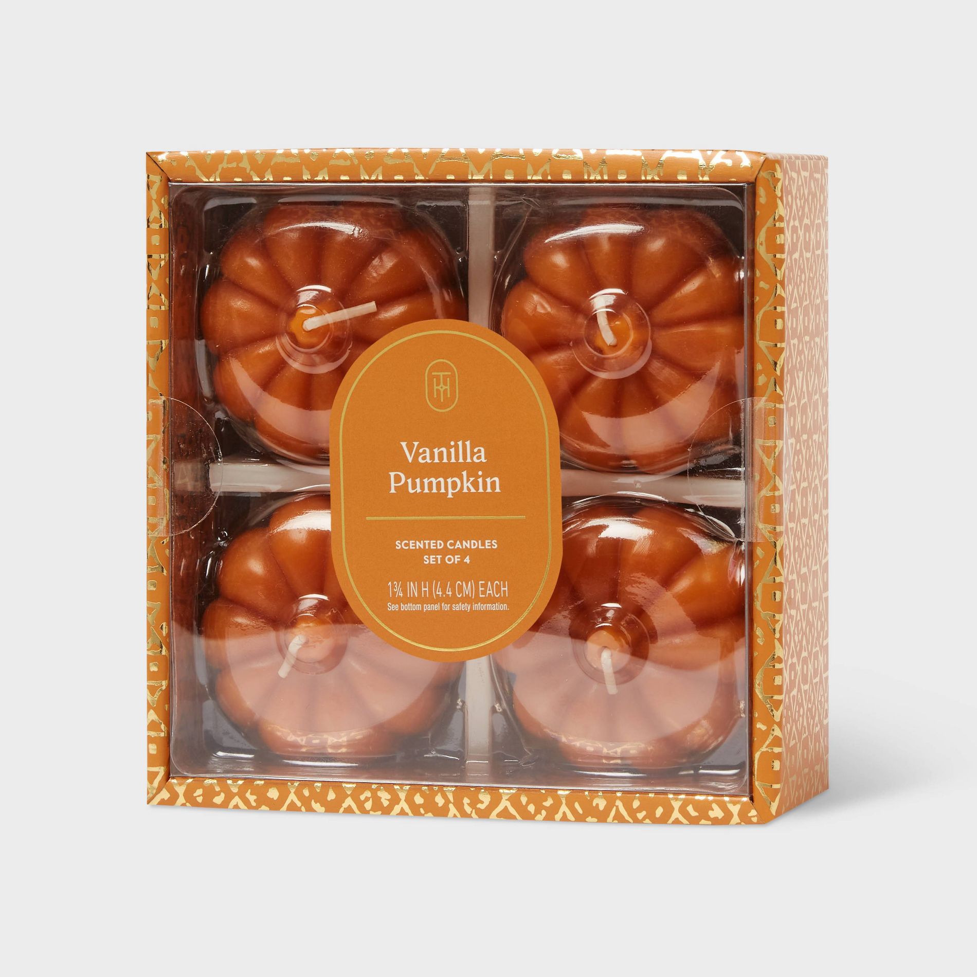 4pk Mini Wax Pumpkin Figural Candle Set Vanilla Pumpkin - Threshold™