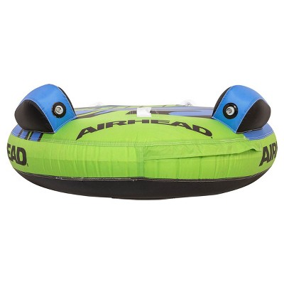 Blue and Green Inflatable Single Person Towable Water Tube